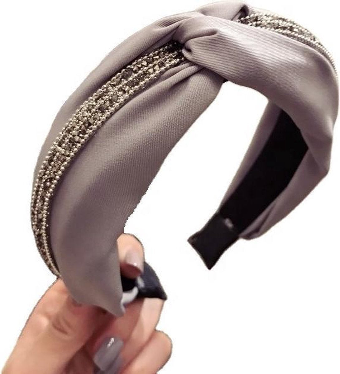 MINIIYOU® Diadeem Grijs Dames - twist - knoop - met kristallen - Valt gemiddeld tot groot