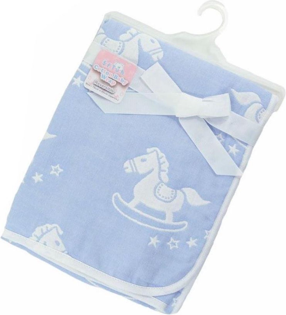 Soft Touch Deken Rocking Horse 80 X 78 Cm Katoen Lichtblauw/wit