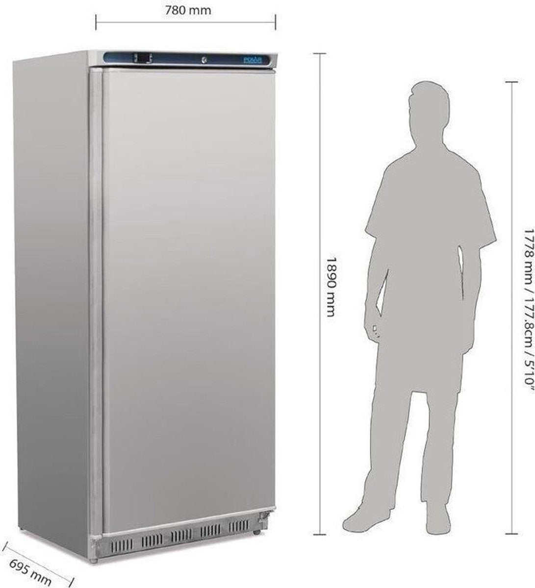 Polar professionele vriezer 1-deurs 600ltr