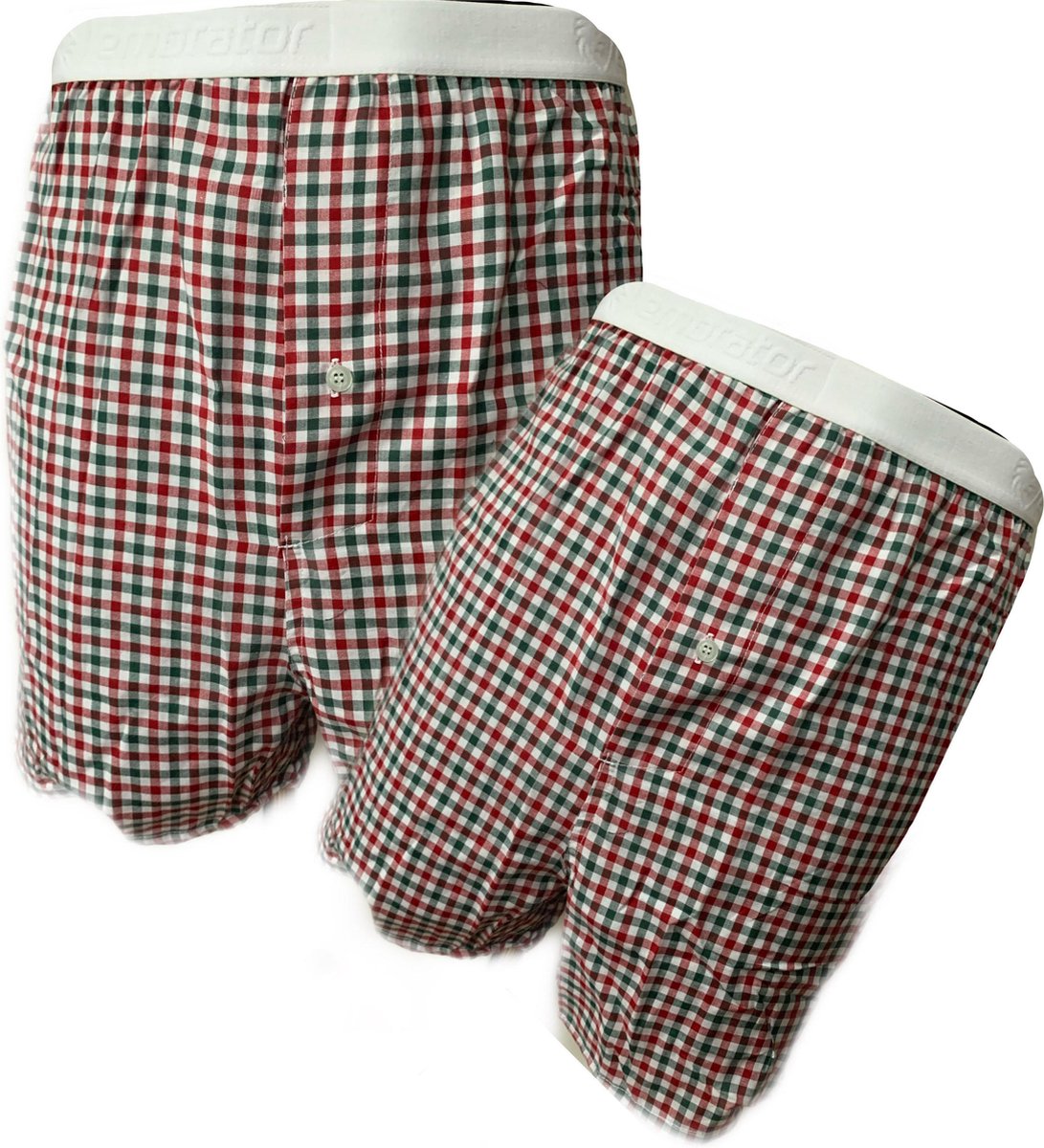Embrator 2-stuks mannen Boxershort geweven katoen groen/rood/wit 4XL