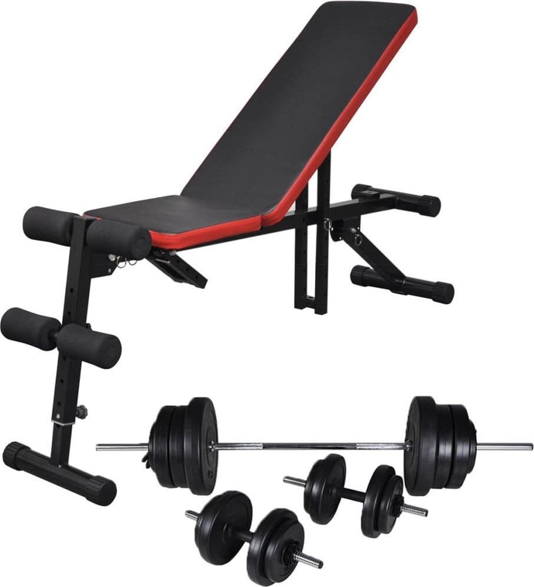 vidaXL Buikspierbank met halterset verstelbaar 60.5 kg