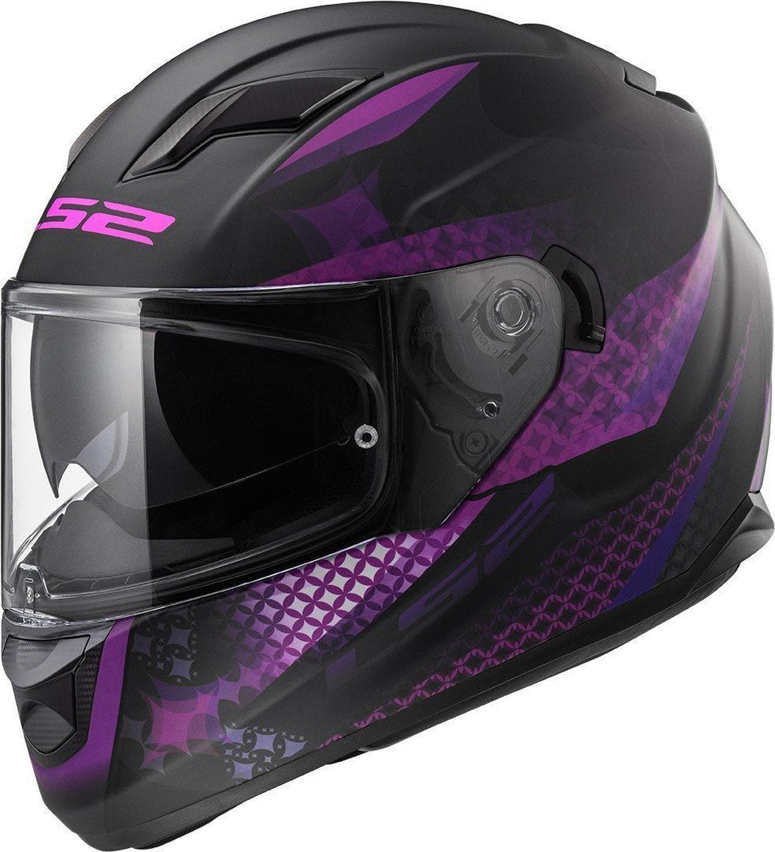 LS2 FF320 Stream Evo Lux Mat Zwart Roze L