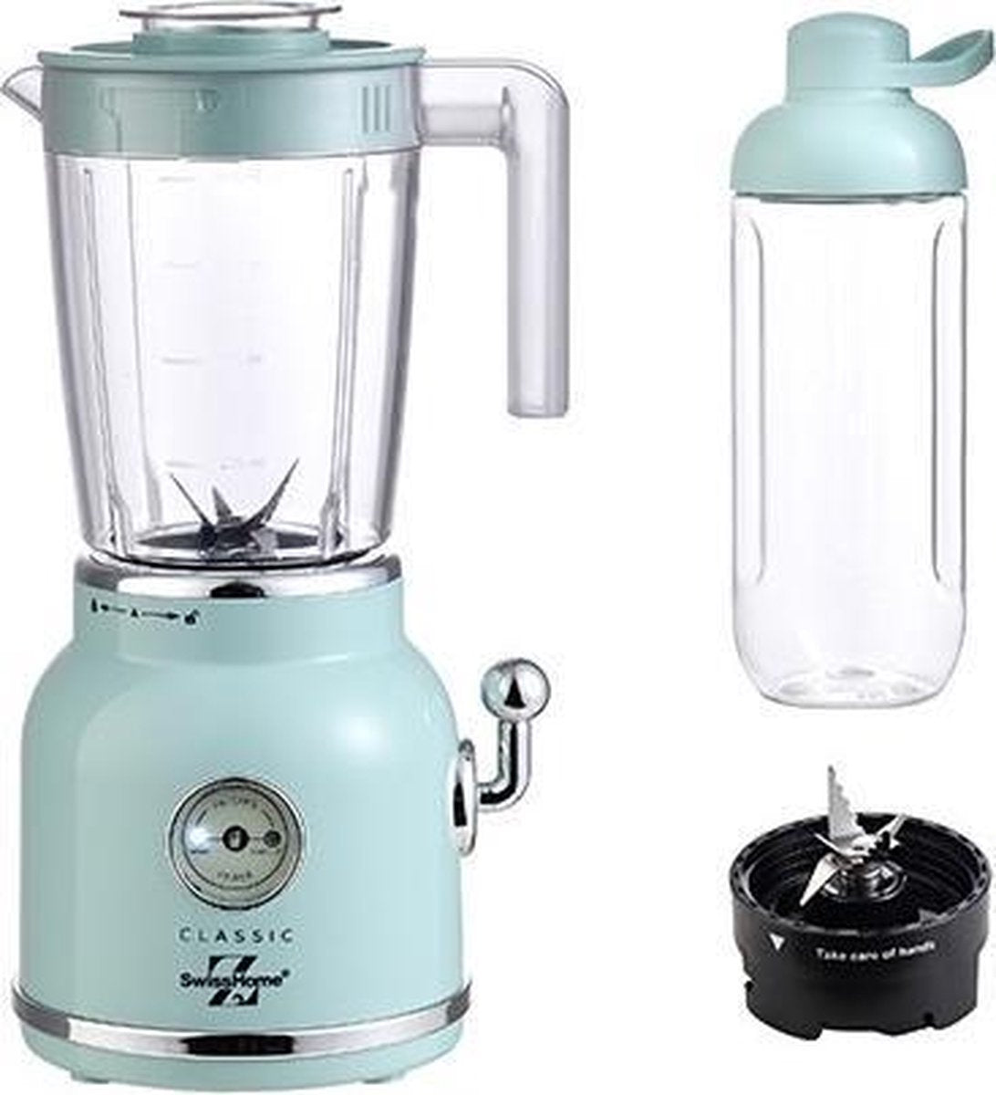 SwissHome Classic 2 in 1 blender SH-6884-BL 800ml blauw