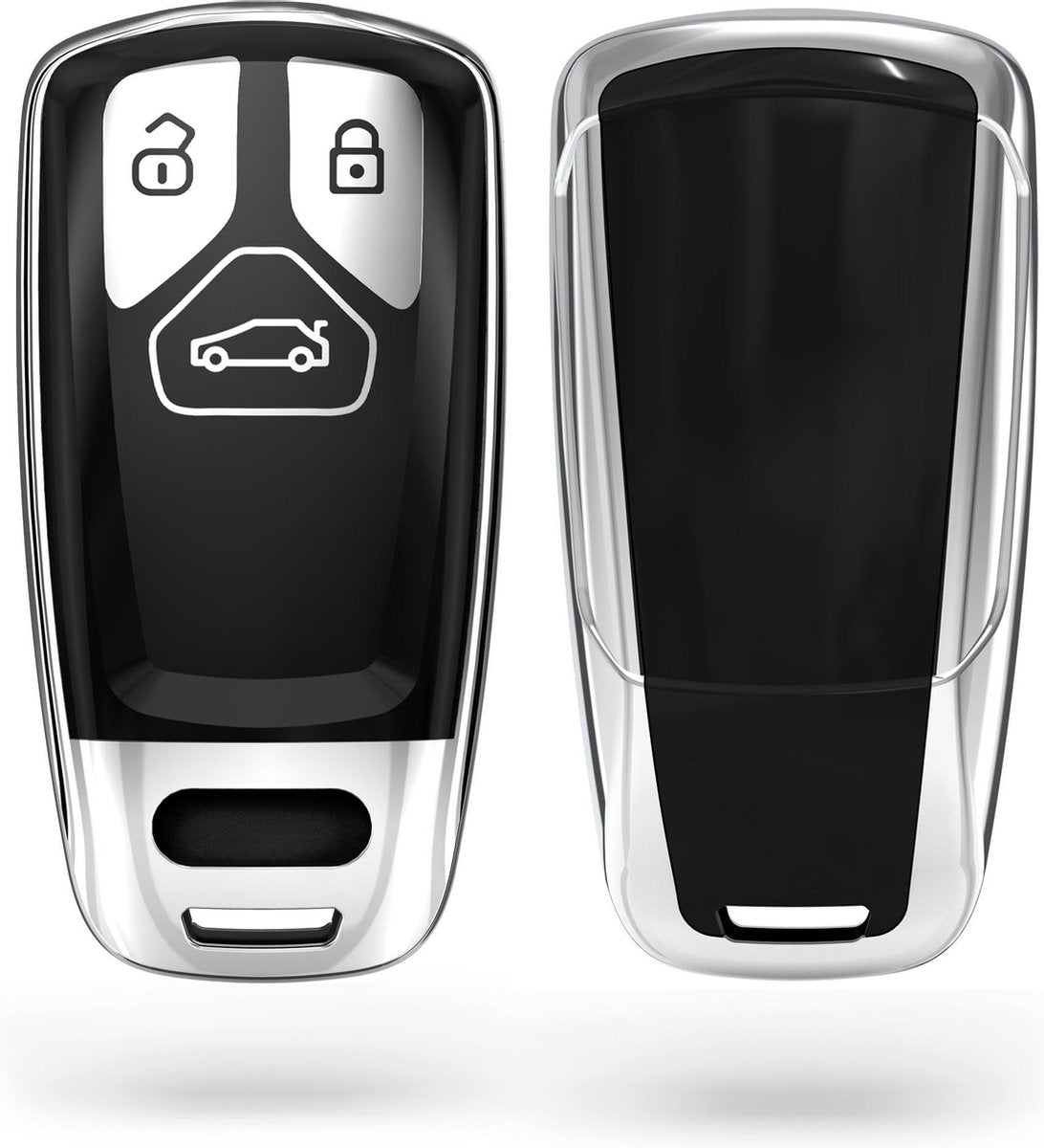 kwmobile autosleutelhoes voor Audi 3-knops Smartkey autosleutel (alleen Keyless Go) - TPU beschermhoes in hoogglans zilver