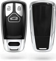 kwmobile autosleutelhoes voor Audi 3-knops Smartkey autosleutel (alleen Keyless Go) - TPU beschermhoes in hoogglans zilver