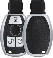 kwmobile autosleutelhoes compatibel met Mercedes Benz 3-knops autosleutel - TPU beschermhoes in zilver / zwart - Autosleutelcover