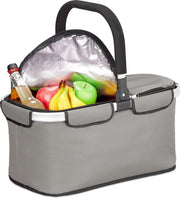 relaxdays boodschappenmand inklapbaar - koeltas - picknickmand - winkelmandje - mand 25 l grijs