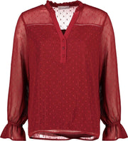 Cassis - Blouse met reliëfborduurwerk - Bordeaux