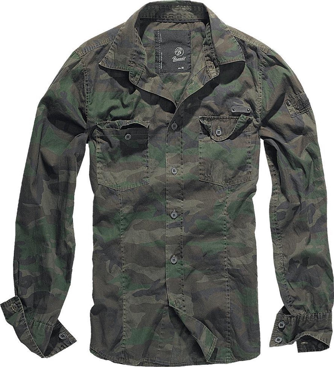 Heren Blouse Shirt Worker Slim Shirt olive camo