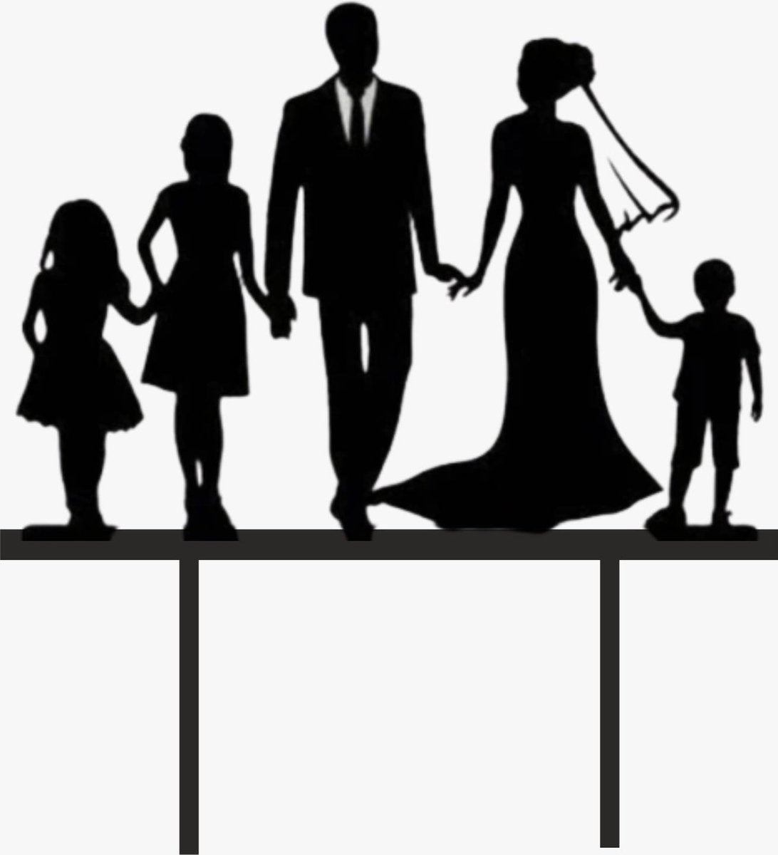 Taart Topper bruiloft / Man / Vrouw / jongentje / 2 meisjes / taarttopper gezin / huwelijk / trouwen