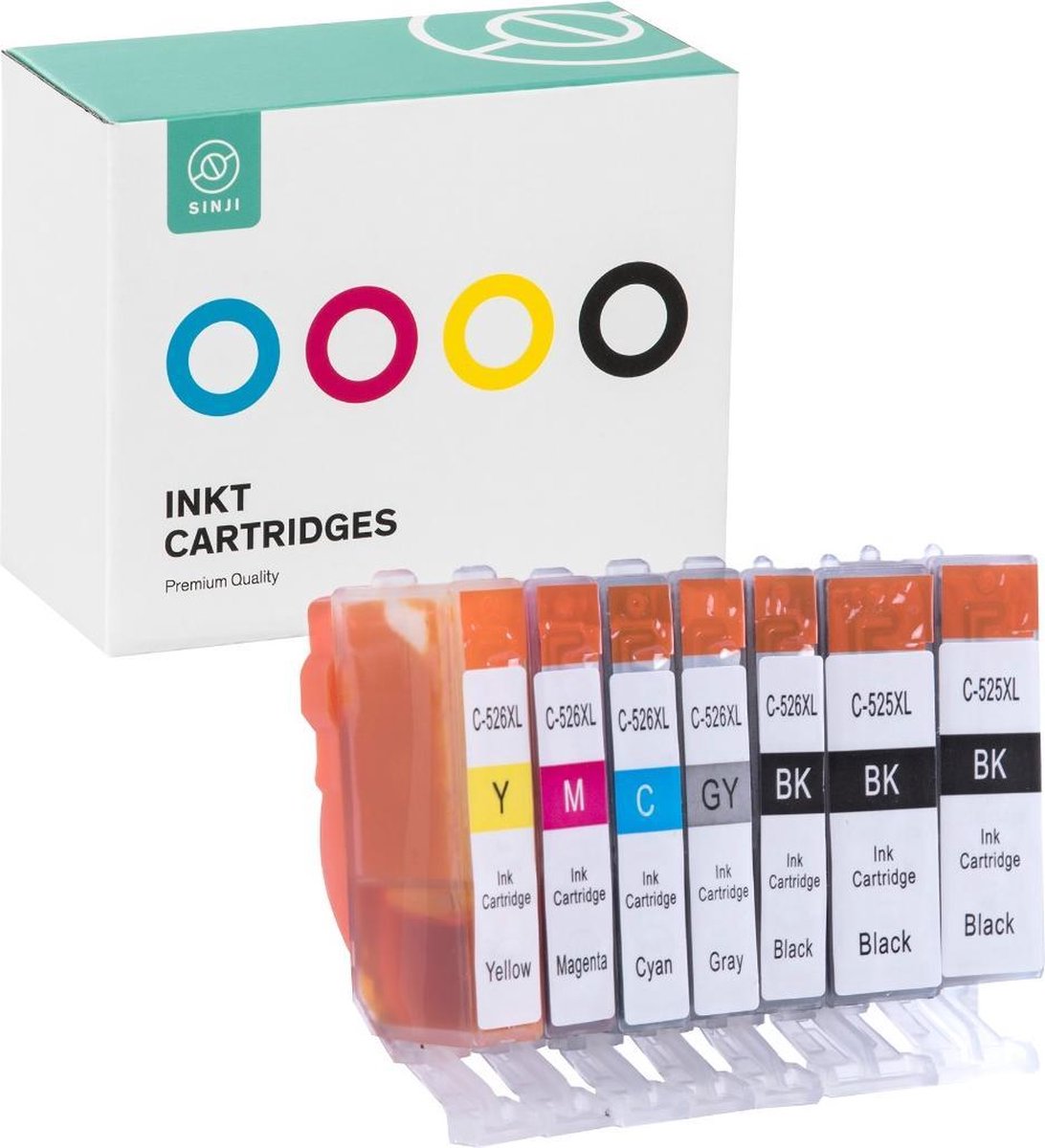 Sinji Inktcartidge voor Canon PGI-525 + CLI-526 - Zwart & Kleur - Hoge capaciteit