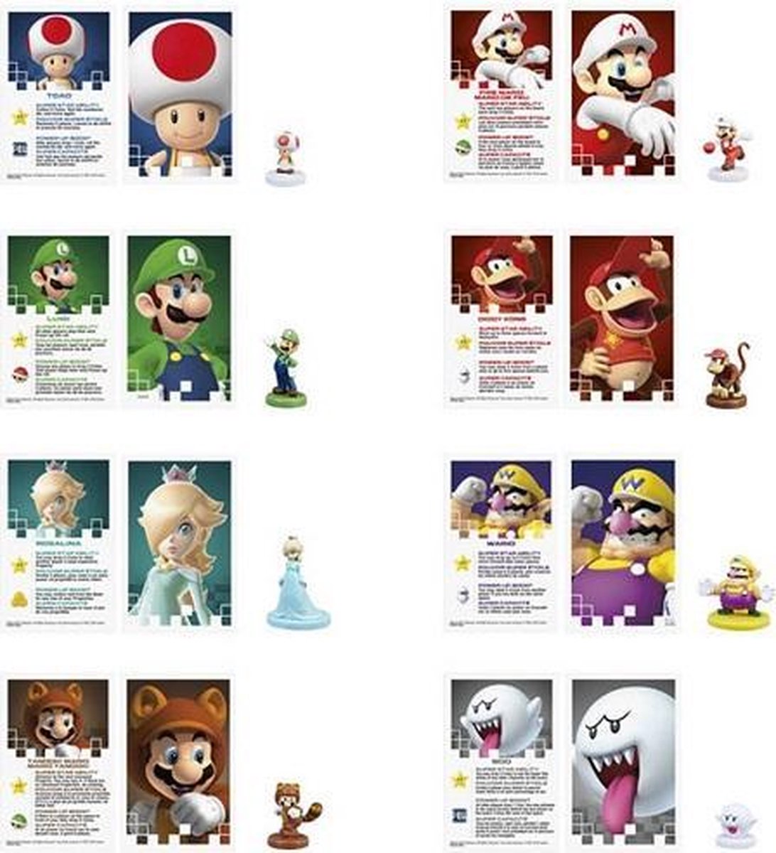 Nintendo 8 Mario Kart figuurtjes Monopoly (complete set) ca 3 cm
