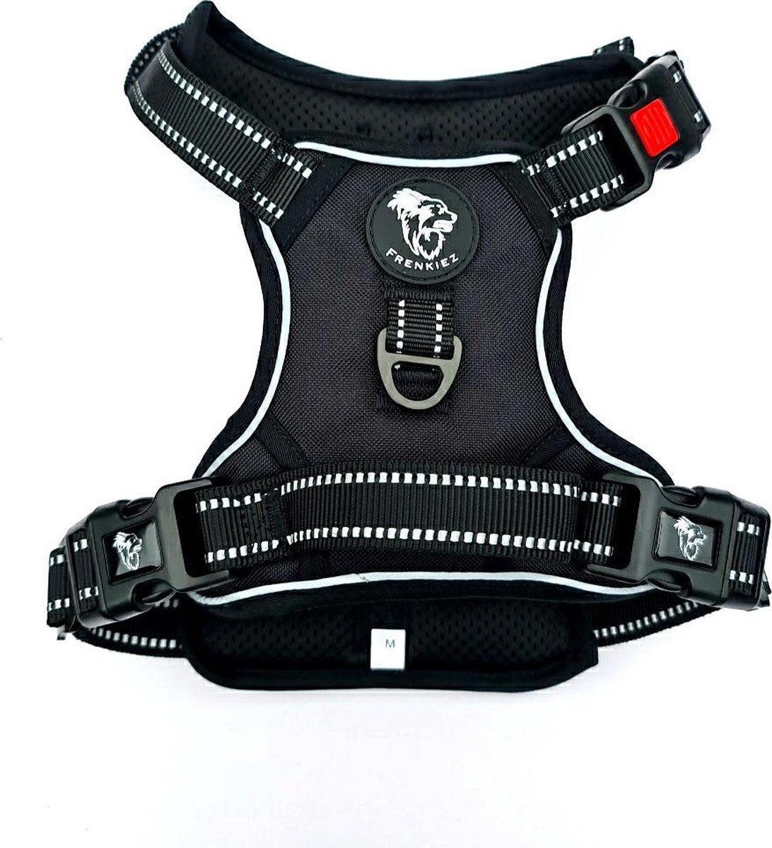 Frenkiez Reflective No Pull Dog Harness - Hondentuigje - Zwart - M