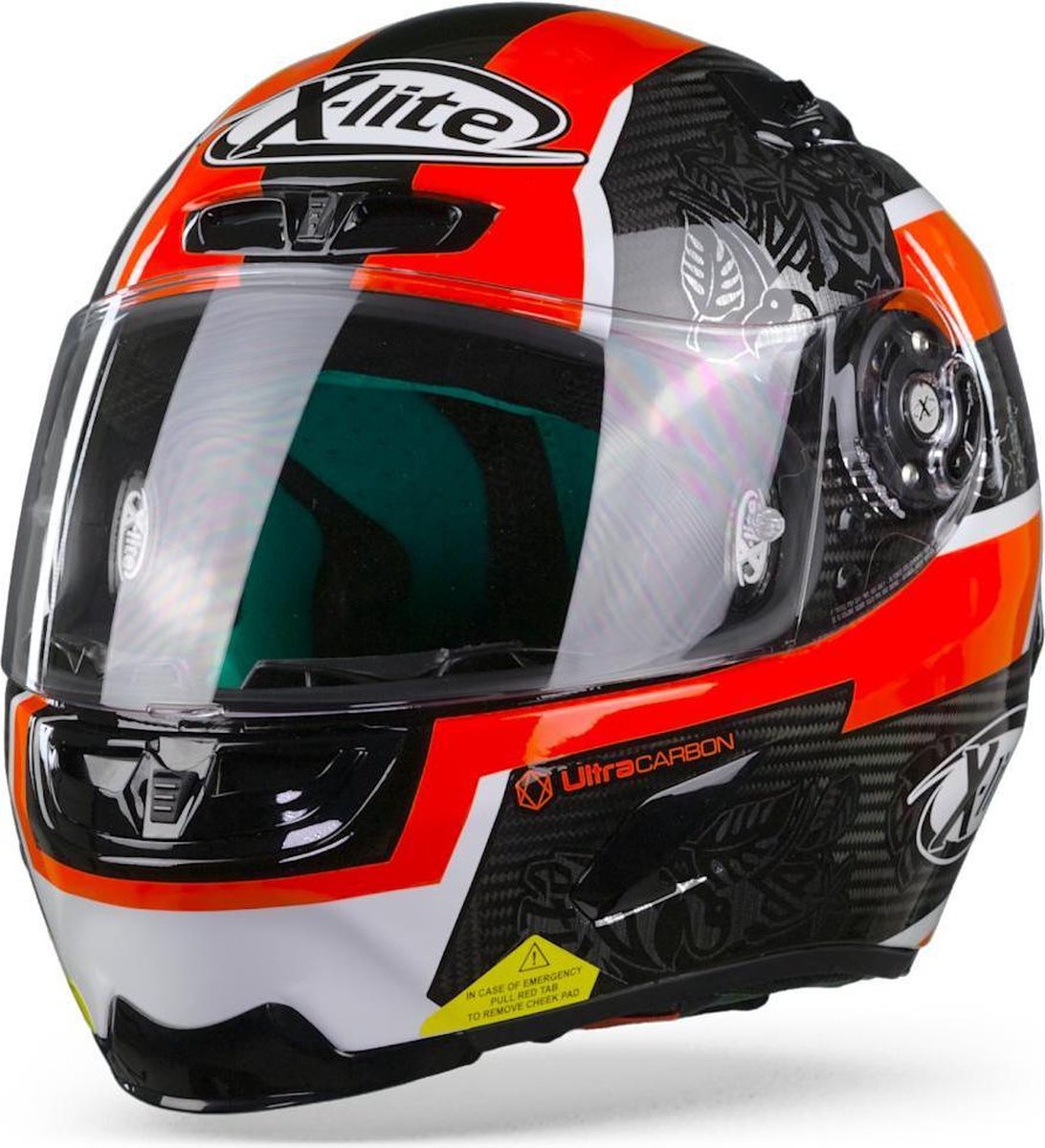 X-Lite X-803 Ultra carbon 53 Petrucci Carbon Black Red White  Integraalhelm - Motorhelm - Maat L