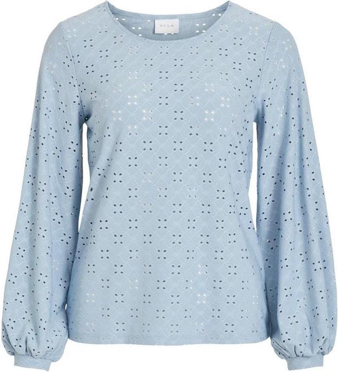 Vitressy Detail O-neck L/s Top/su - 14059585 Ashley Blue