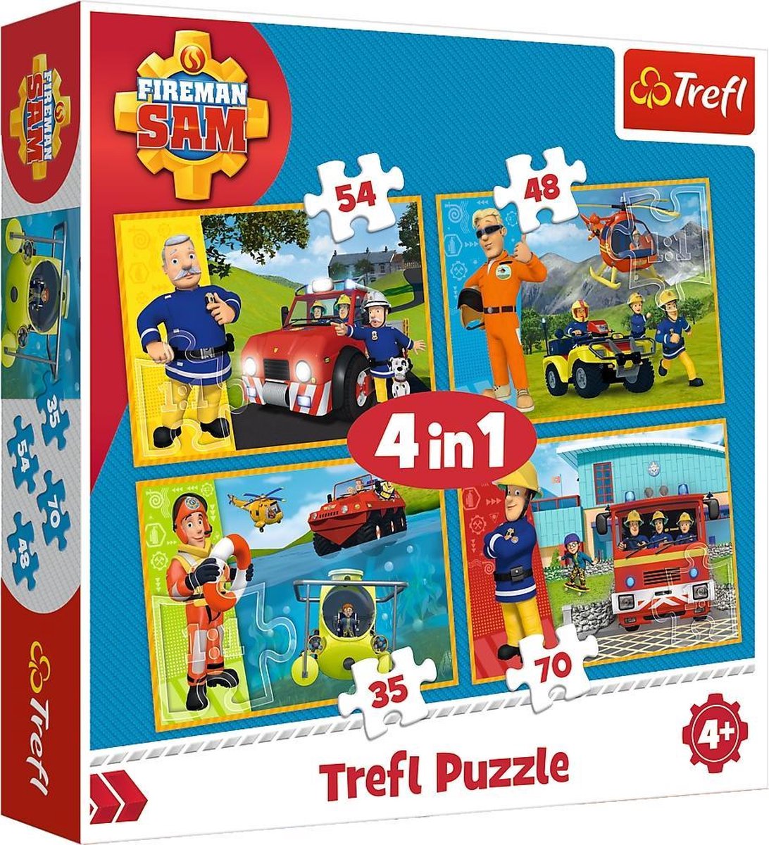 Trefl Puzzel Brandweerman Sam 4 in 1: 35/48/54/70 stukjes