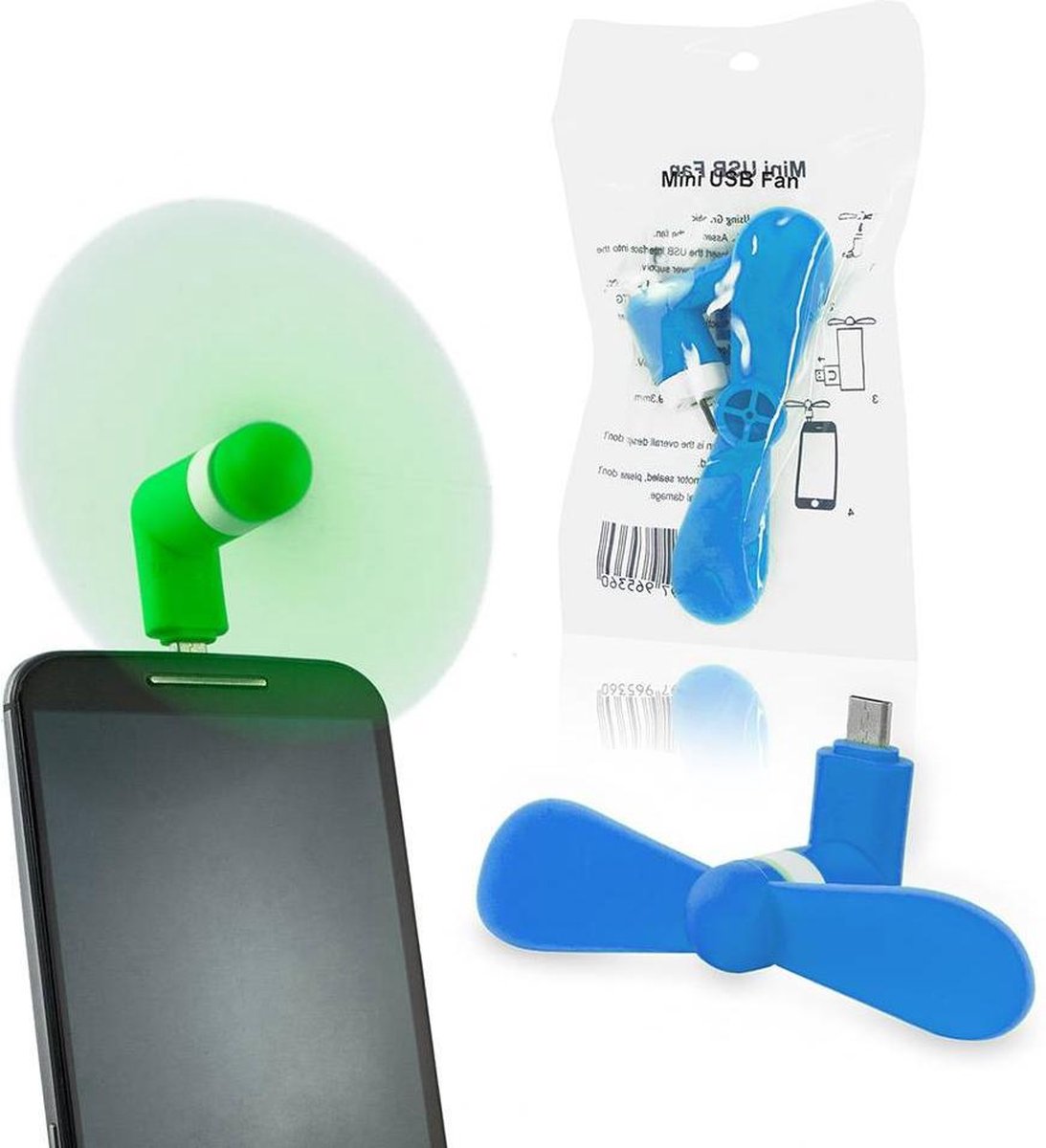 Mini usb ventilator blauw
