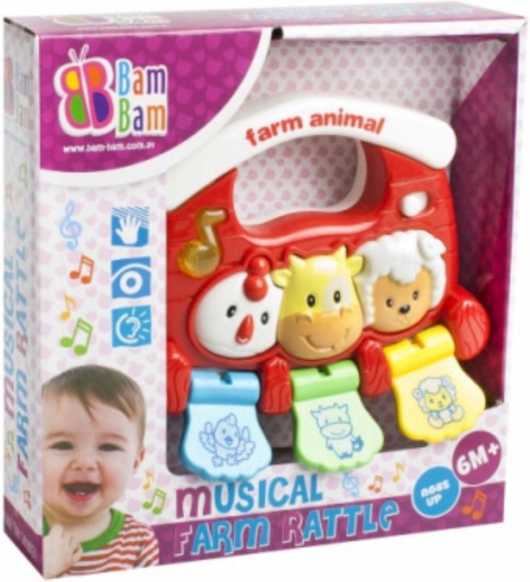 Bam Bam Farm Animal Musical Ramelaar vanaf 6 mnd