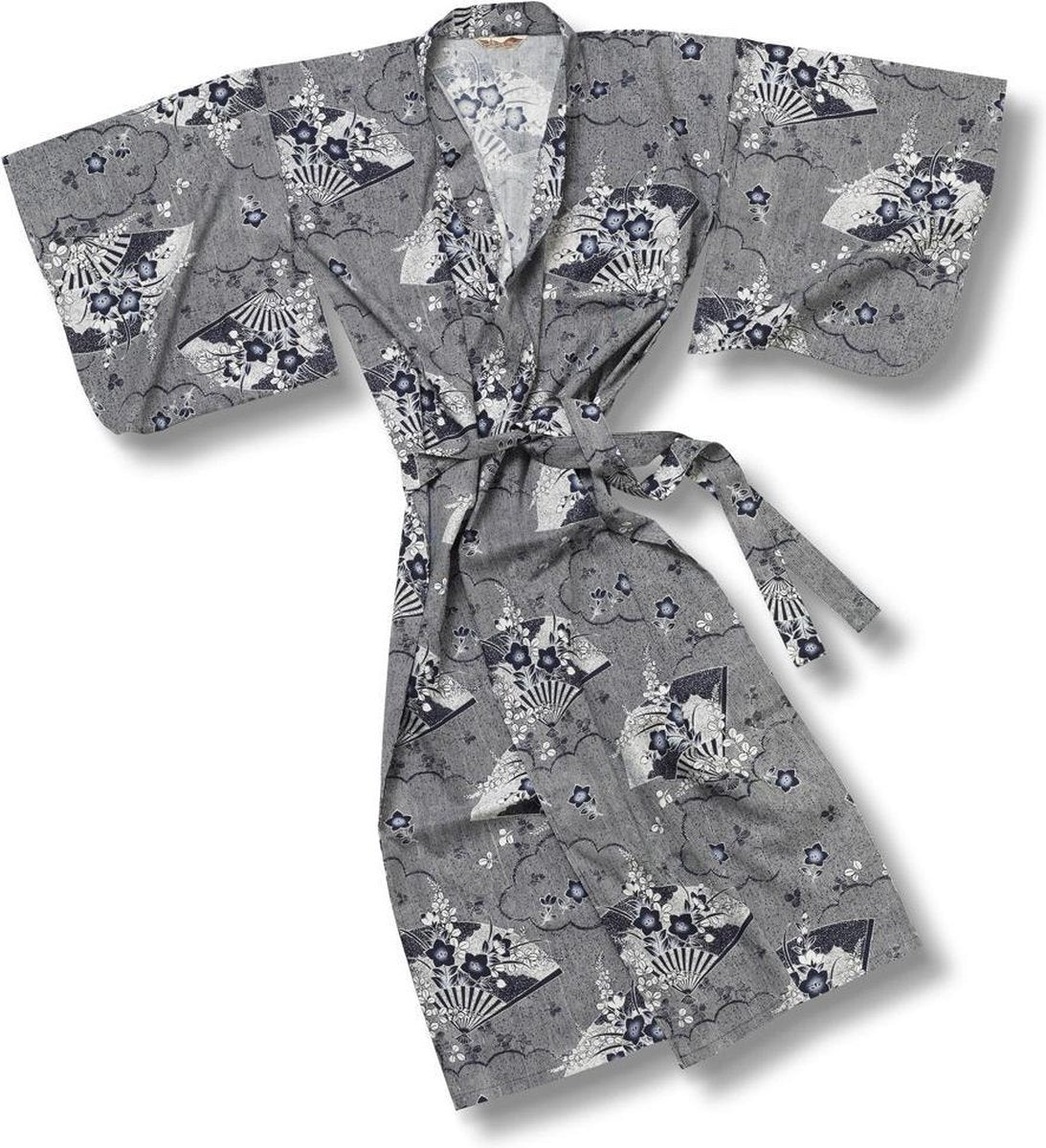 Traditionele Japanse Kimono Yukata Blauwwit Waaiers 100% katoen