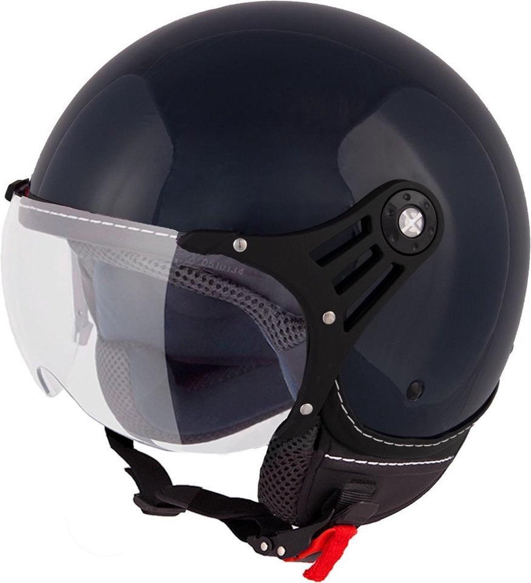 Vinz Stelvio Jethelm Donker Blauw / Scooterhelm / Brommerhelm / Motorhelm / Fashionhelm voor Scooter / Vespa / Brommer / Motor