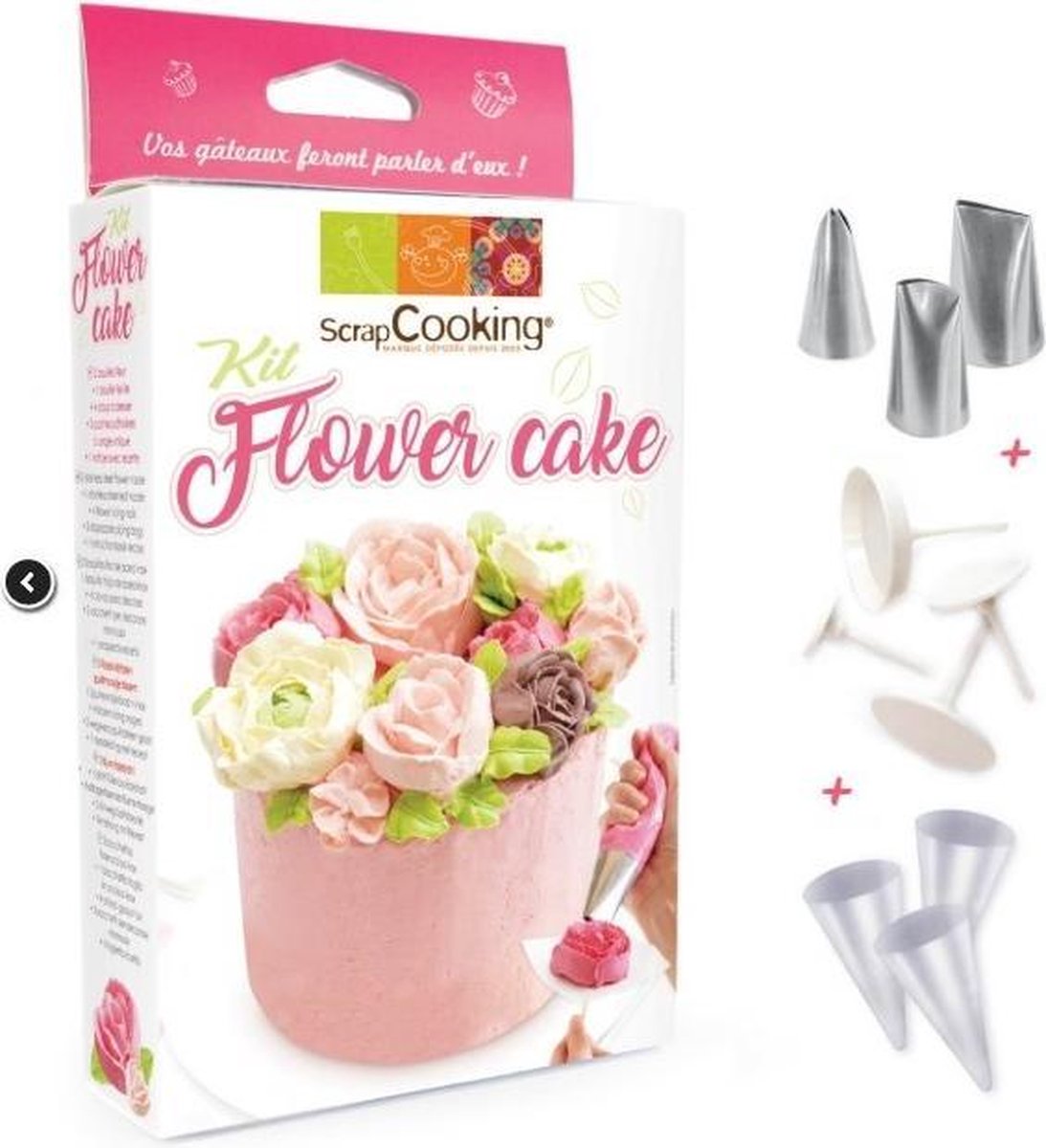 ScrapCooking Kit Flower Cake - Set bestaande uit: 3 Spuitmondjes