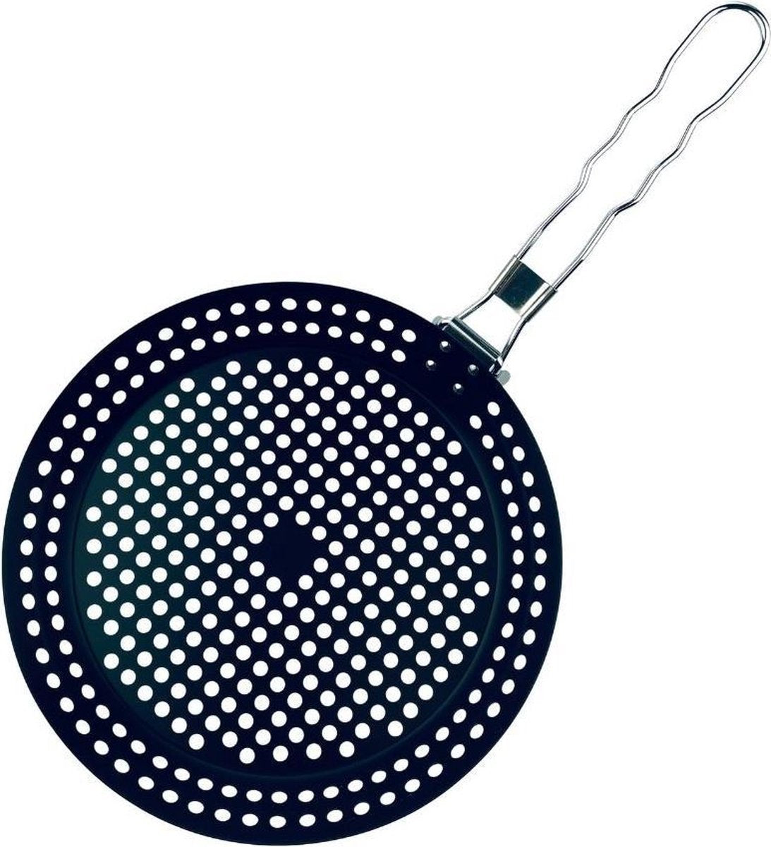 Vaggan Barbecuepan - Grillpan - 24cm - Met Gaatjes - Zwart - BBQ - Afneembaar Handvat