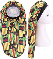 Afabs® Satin Bonnet voor Dreadlocks / Braids / Rasta - Kente print Dreadsock / Satijnen Slaapmuts / Hair Bonnet