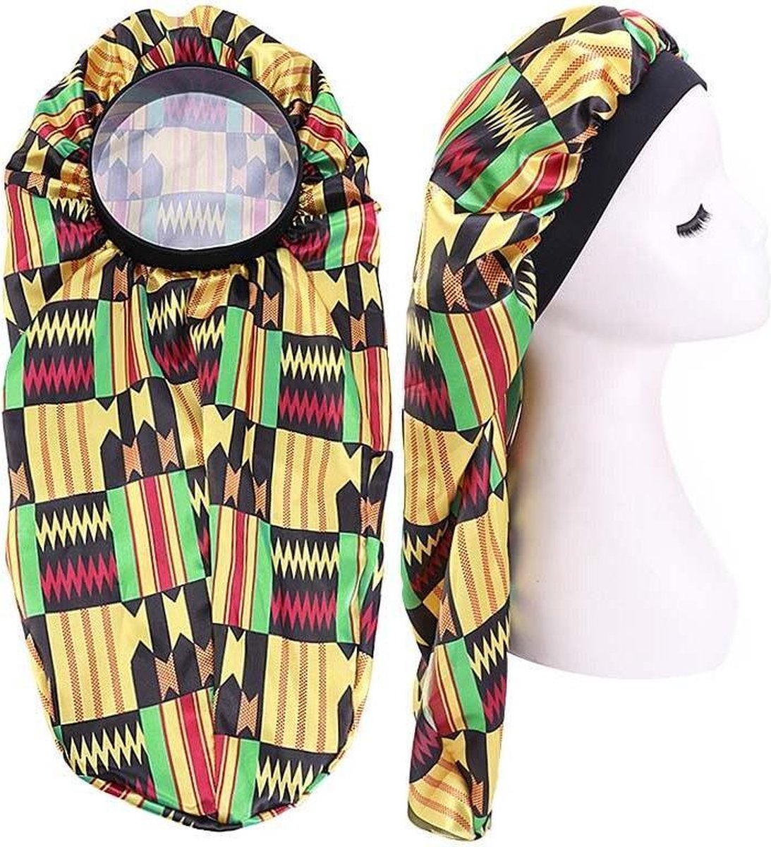 Afabs® Satin Bonnet voor Dreadlocks / Braids / Rasta - Kente print Dreadsock / Satijnen Slaapmuts / Hair Bonnet