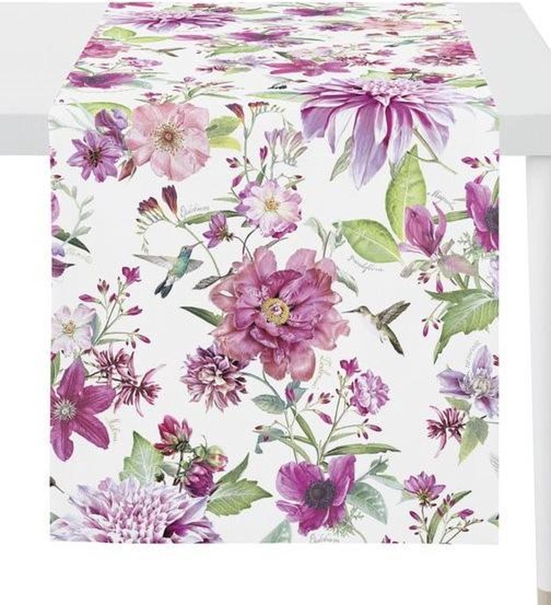 Tafelloper Pink Flowers 140 x 48 cm