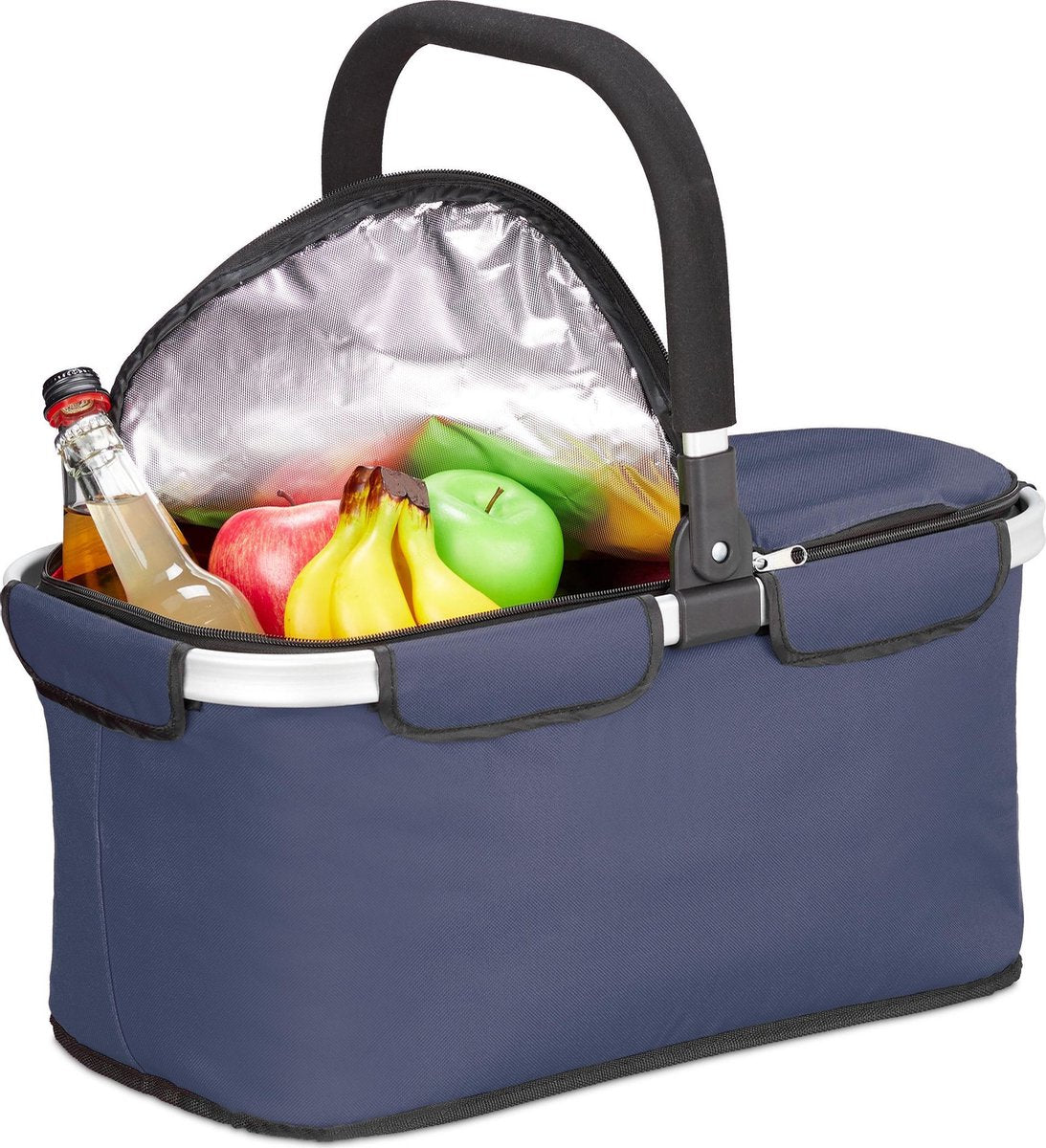 relaxdays boodschappenmand inklapbaar - koeltas - picknickmand - winkelmandje - mand 25 l rood