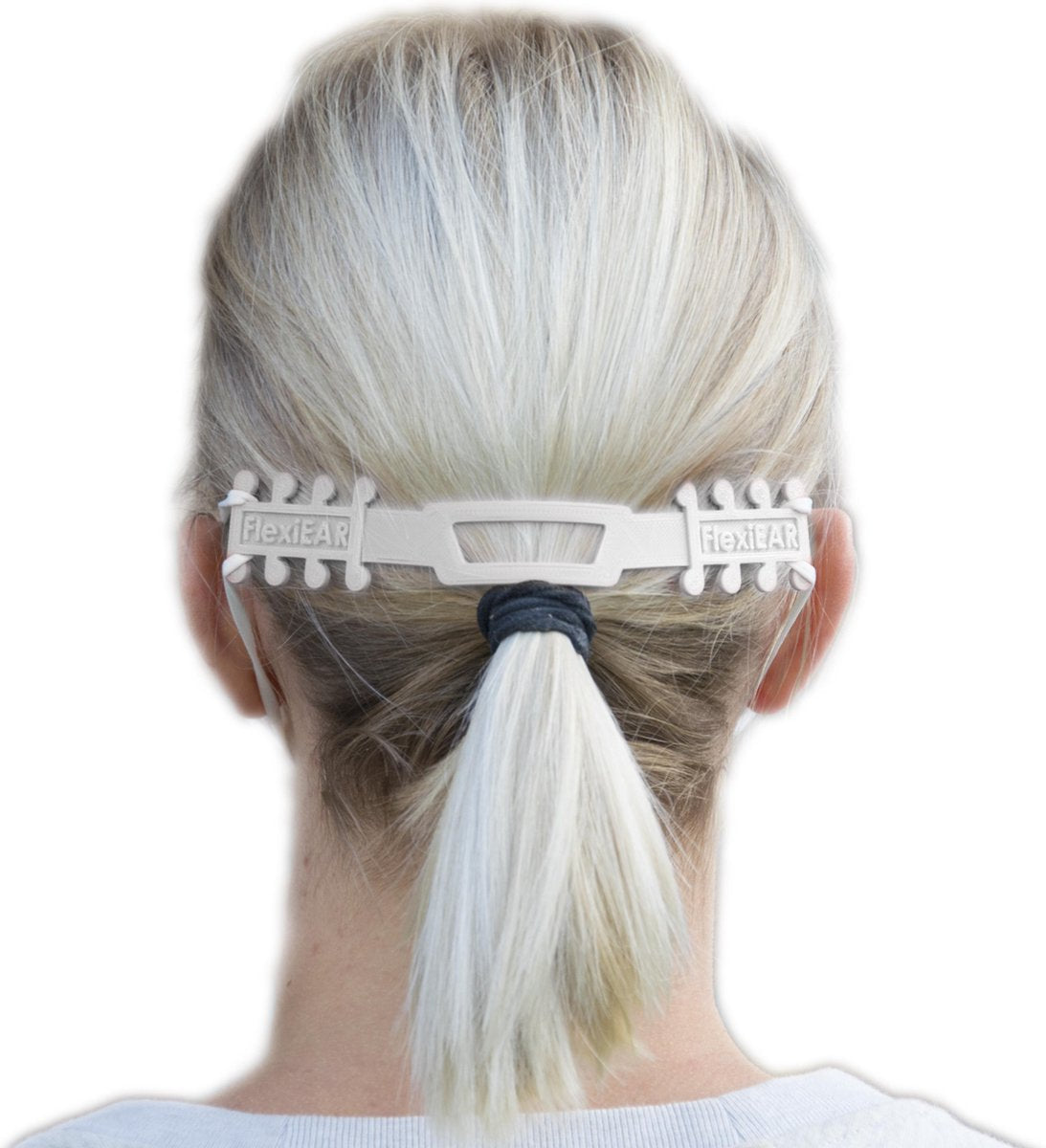 FlexiEar® Wit | Mondkapjes houder | Voorkomt irritatie en pijn  | Achter op het hoofd | Houdt uw mondkapje strak | Meer bescherming tegen afzakken | Persoonlijke bescherming middelen | Earbuddies | Earsavers | Earsaver
