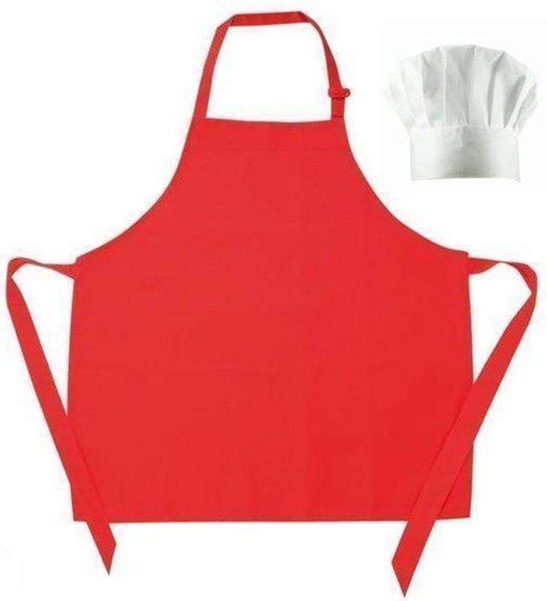 Benza Kinderschort met koksmuts - Rood - 50 x 60 cm