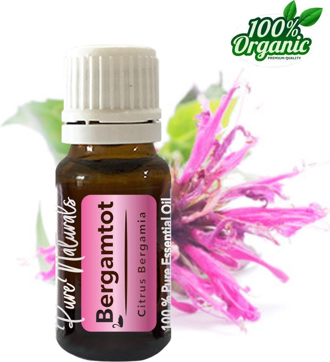 Bergamot etherische Olie 10 ml | Bergamot Oil | 100% PUUR | Bio | Essentiële olie Aromatherapie | Olie diffuser | Geschikt voor inname | Pure Naturals