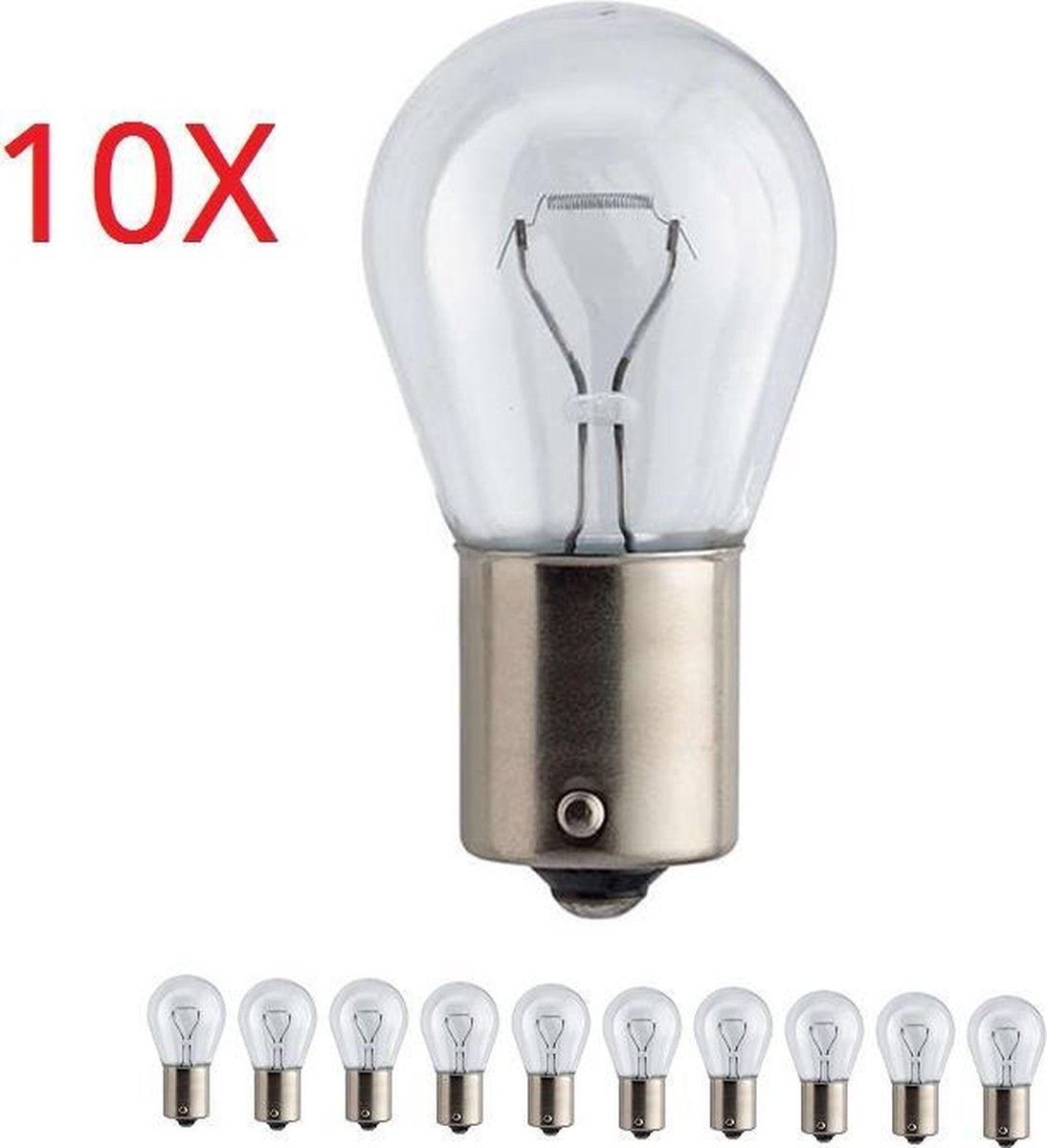 10 stuks P21W BA15s 12V 21W Halogeen lampen Stadslicht Mistlicht Remlicht Knipperlicht Achterlicht Interieurverlichting