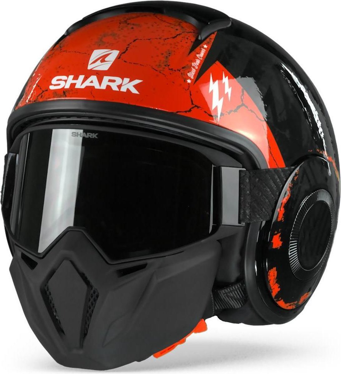 Shark Street Drak Crower Zwart Anthracite Rood Kar Jethelm - Motorhelm - Maat S