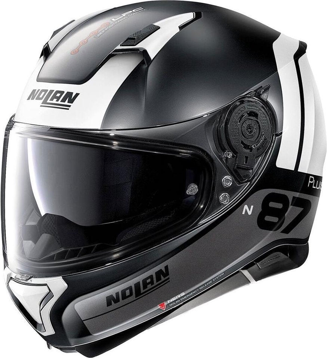 Nolan N87 Plus Distinctive 23 Flat Black Silver White Integraalhelm - Motorhelm - Maat S
