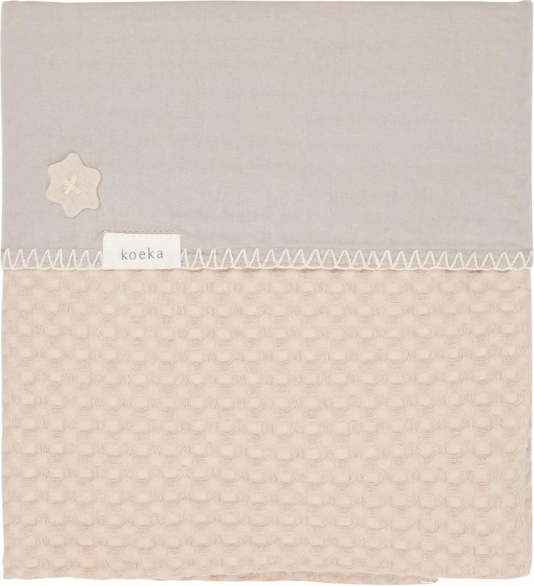 Koeka Wiegdeken wafel flanel Antwerp - sand/misty grey 75x100cm