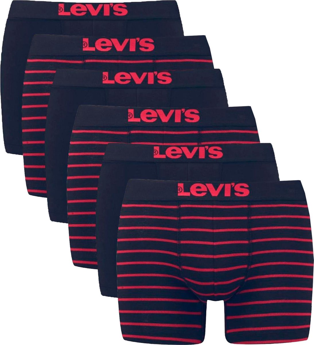 Levi Vintage Stripe YD (6-pack) Onderbroek - Maat L  - Mannen - donker blauw/rood