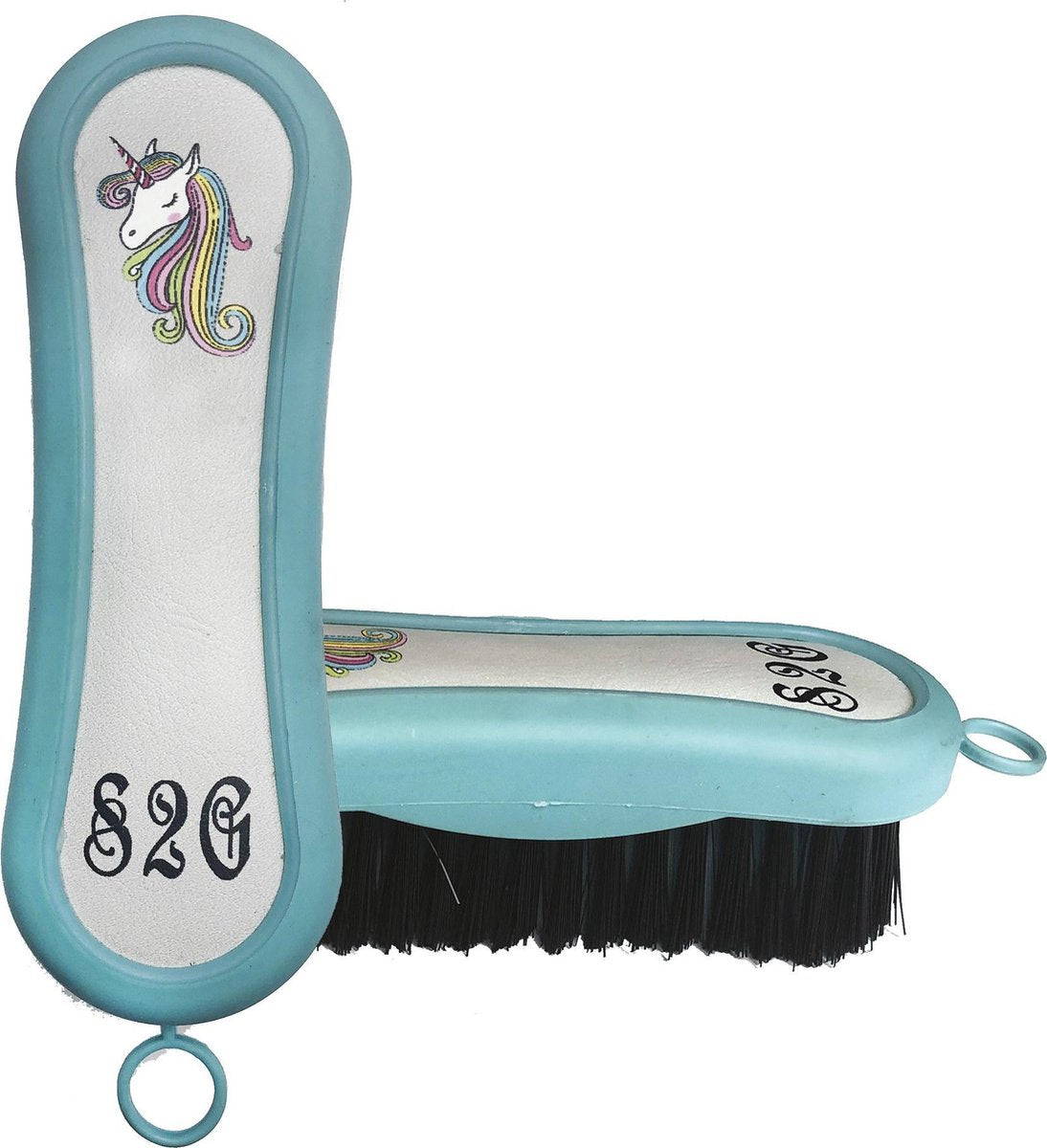 S2g Hoofdborstel Unicorn Leer/rubber Turquoise/wit/zwart