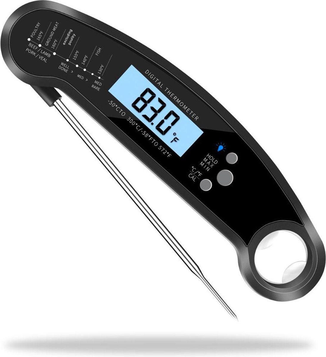 Digitale Keuken Thermometer Premium - Met Lichtfunctie + Magneet - Suikerthermometer - Bbq Thermometer - Thermometer Koken - Voedselthermometer -  Kookthermometer - Suikerthermometer Digitaal - Vaderdag Kados - Vader Cadeautjes - Vaderdag Tip