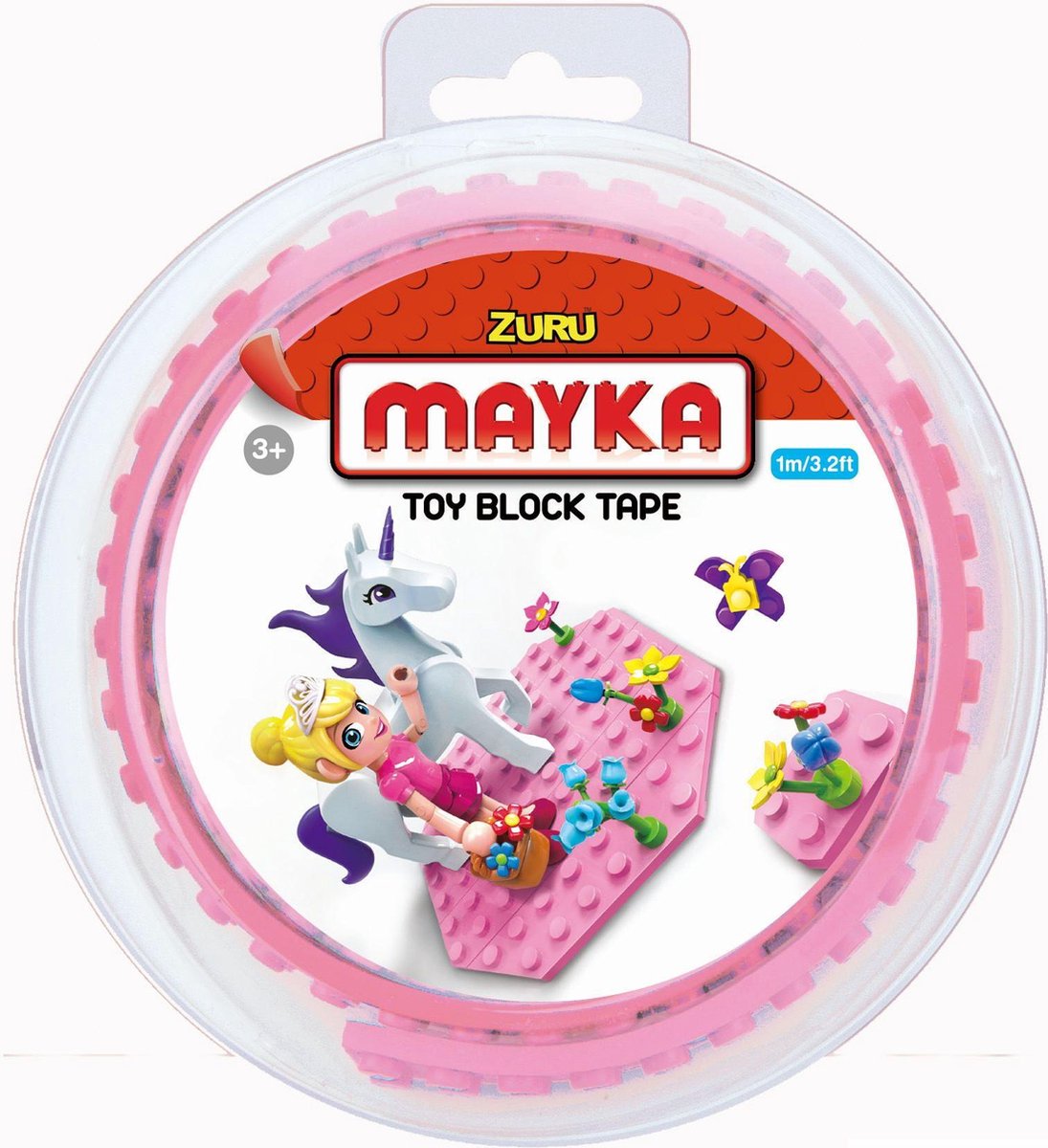 Zuru-Mayka 34640 Block Tape 2 Noppen 1m Roze