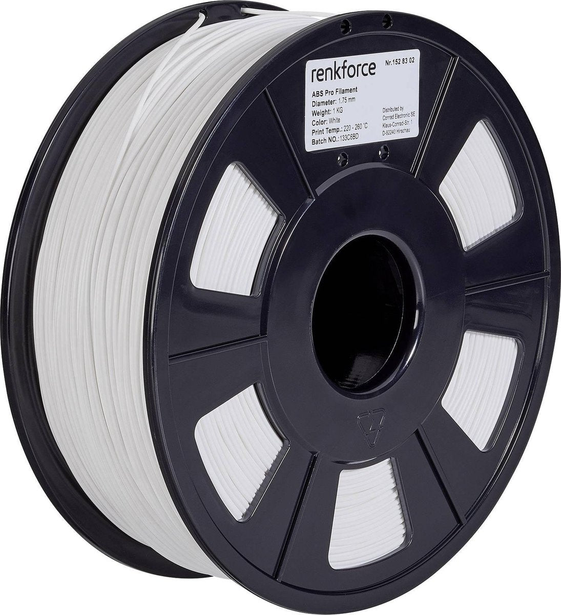 Filament Renkforce ABS kunststof 1.75 mm Wit 1 kg