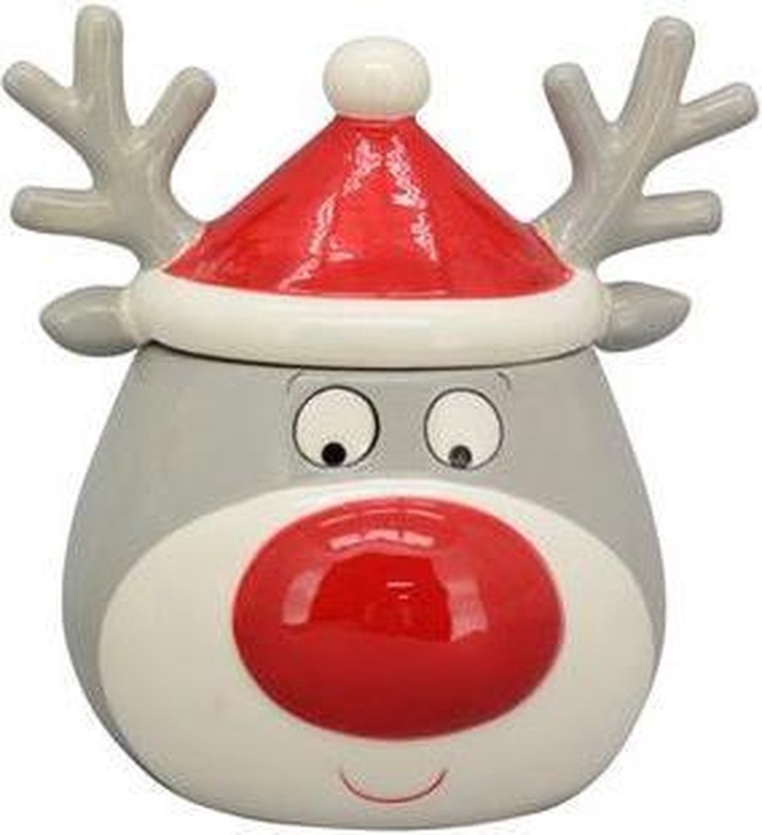 Snoeppot rendier in grijs en rood