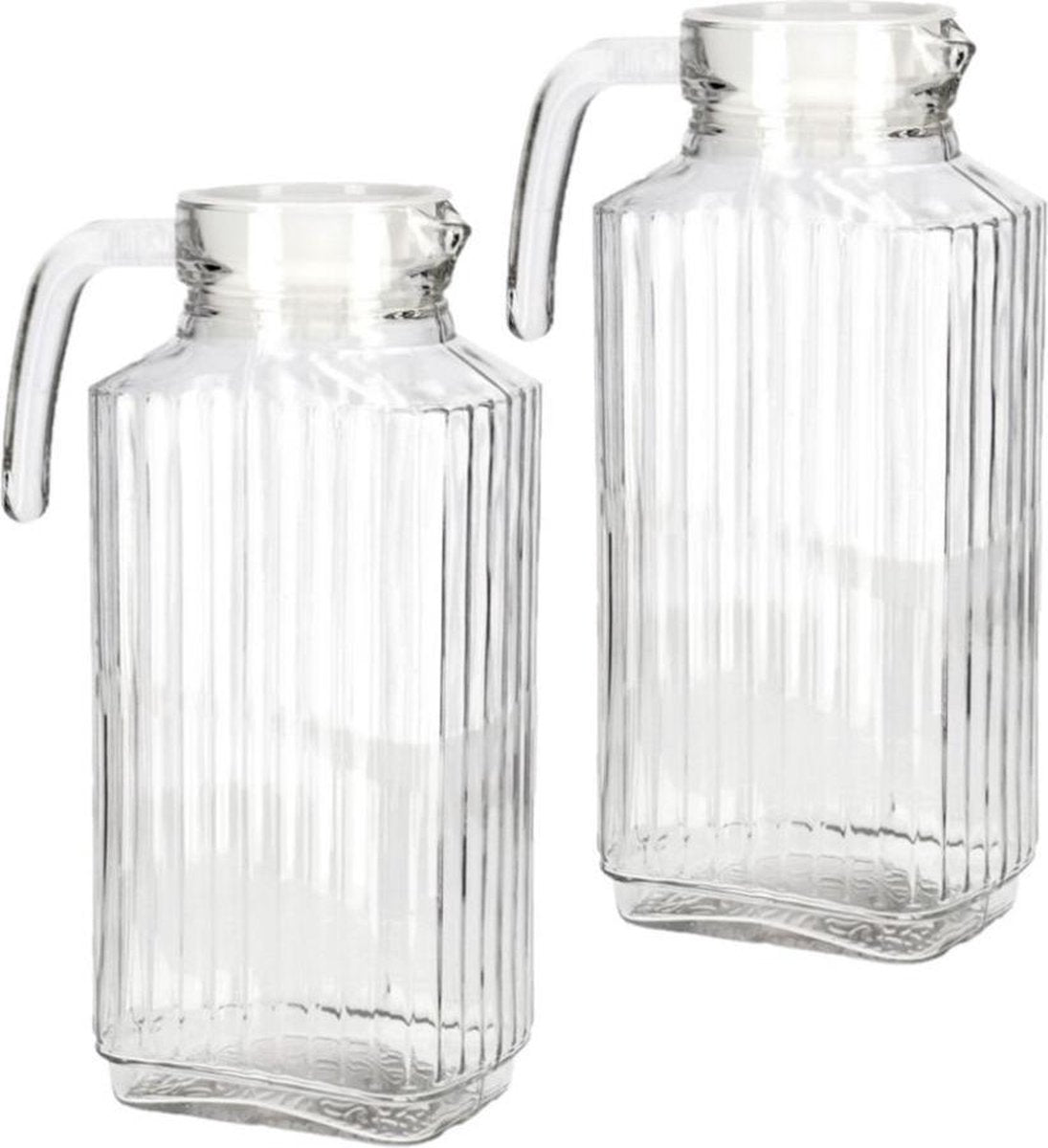 2x stuks glazen sap/waterkannen 1