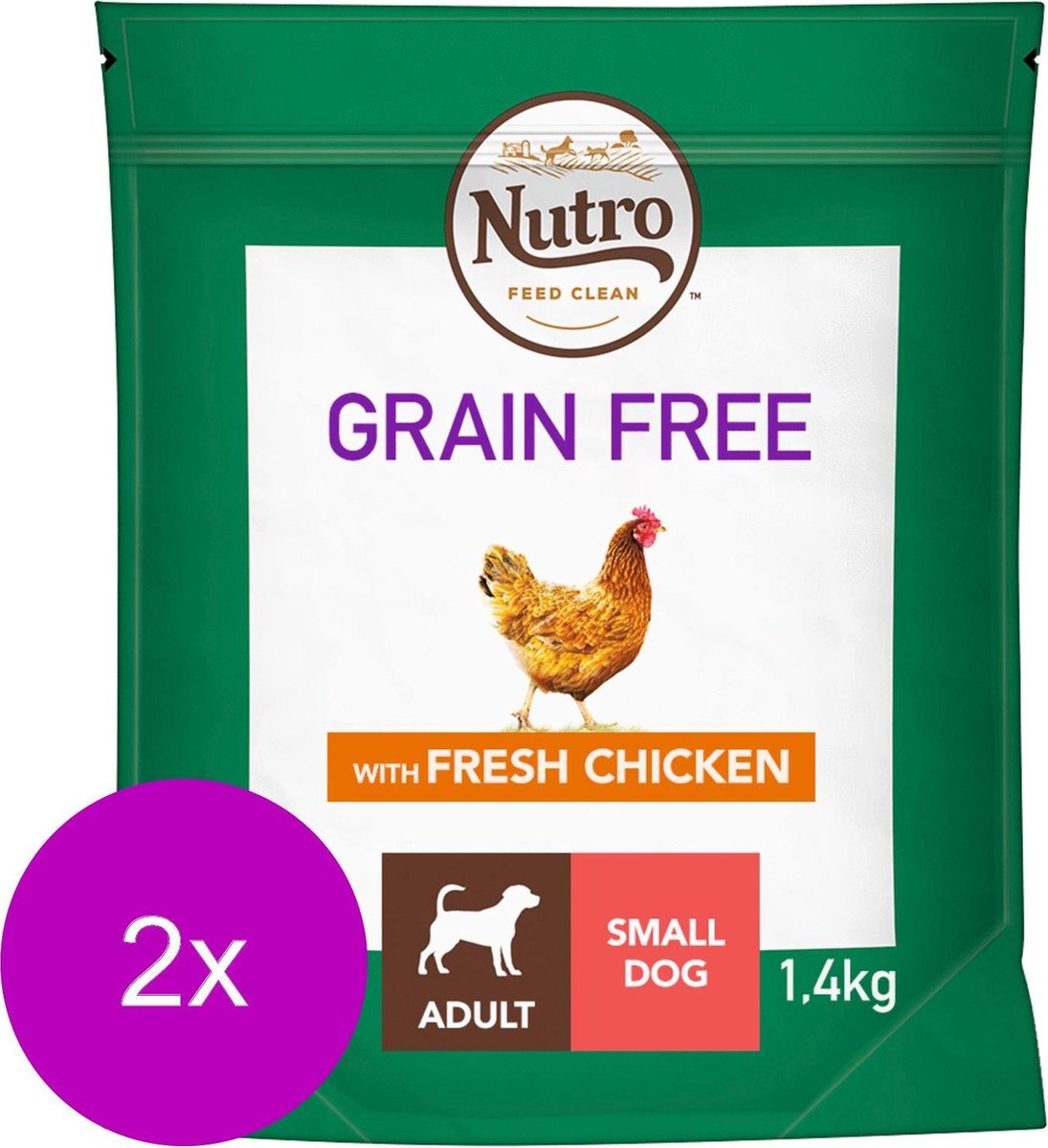 Nutro Adult Grain Free Small - Hondenvoer - 2 x Kip 1.4 kg