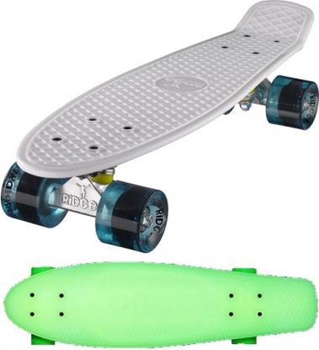 Ridge Retro board 22" Glow with clear blue wheels