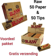 RAW Classic rolling paper (50 stuks) + RAW TIPS (50 STUKS) (GRATIS VERZENDING)