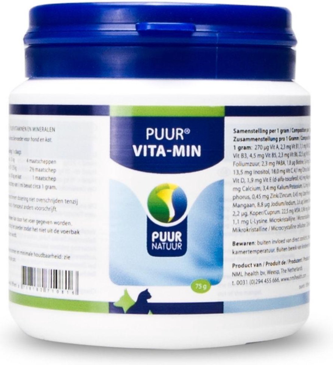 Puur vitaminen en mineralen voor hond en kat - 1 st à 75 gr