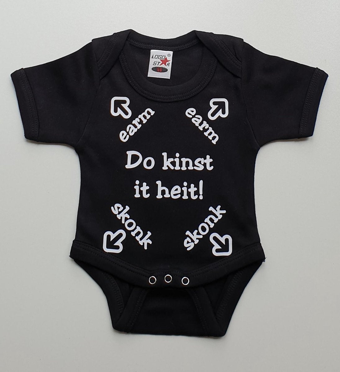 Romper met Friese tekst | maat 56 | Do kinst it heit | Zwart