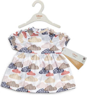 Poppenkleding jurk met wolkjes (past op gordi popjes Paola Reina)